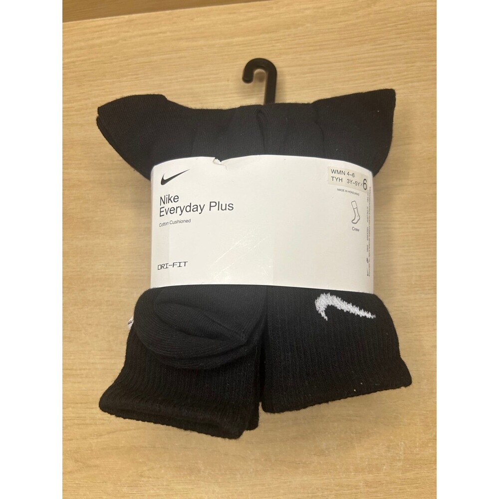Nike Everyday Plus Crew Socks 6-Pack Black SX7666-010 Size S New